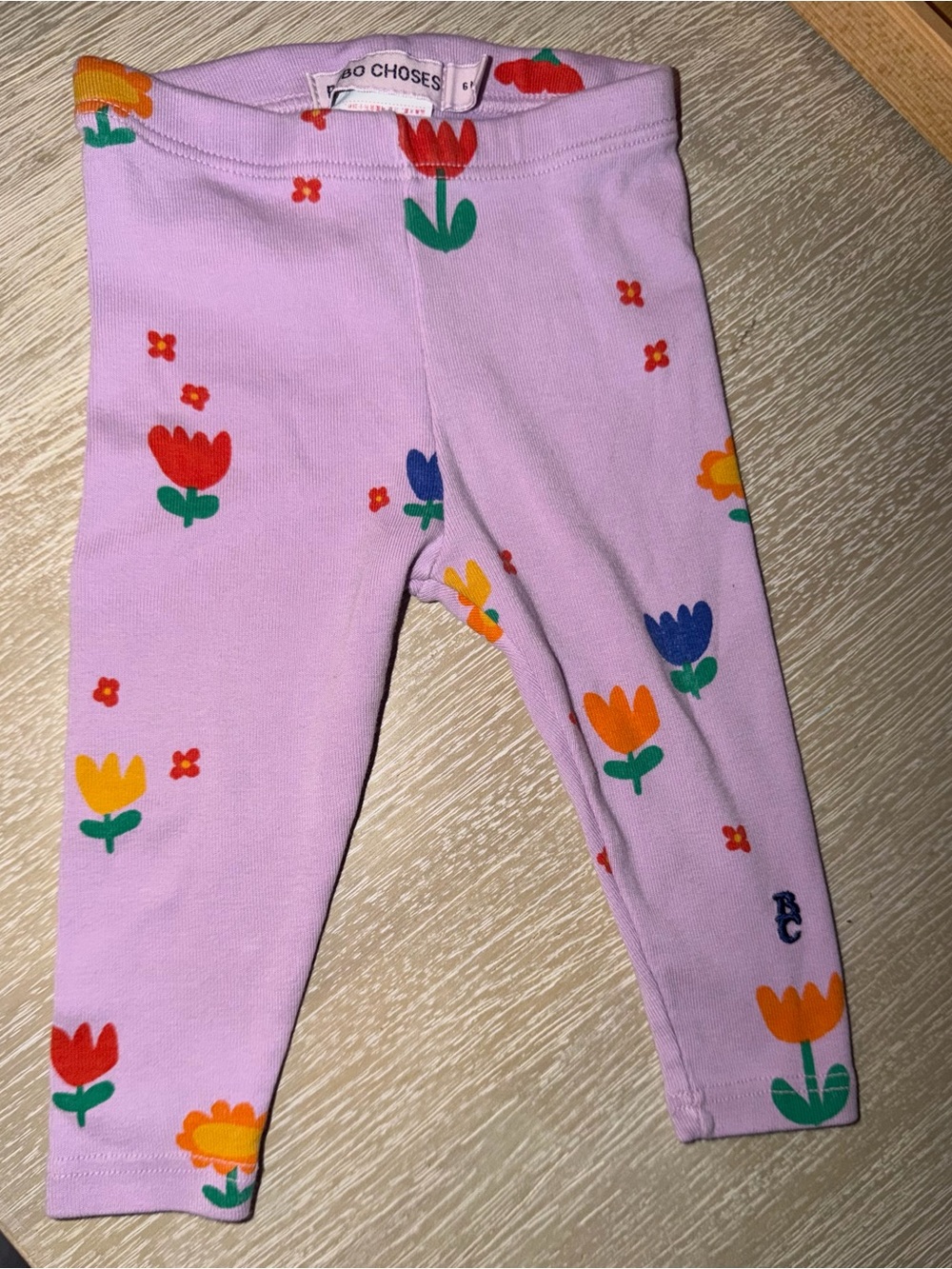 Bobo Choses Lavender Floral Print Baby Leggings 6M